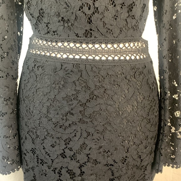 Express Black Lace Puff Sleeve Side Cutout Sheath Dress- NWT - Picture 6 of 16
